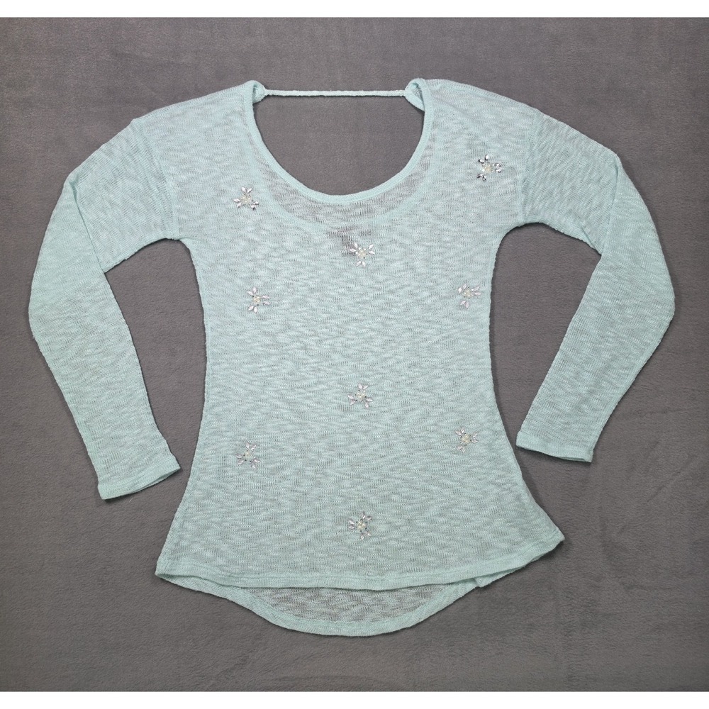 Embellished‎ Knit Top Mint Green Y2K Fairycore Womens XS Material Girl